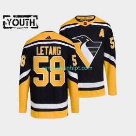 Camiseta Pittsburgh Penguins Kris Letang 58 Adidas 2022-2023 Reverse Retro Preto Authentic - Criança
